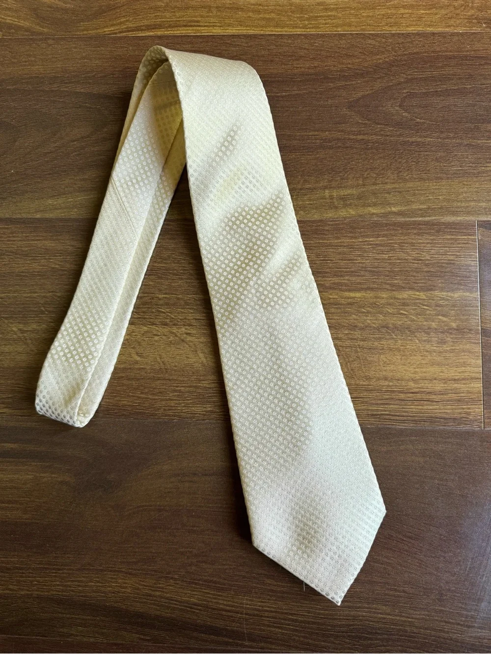 Classic DONALD J. TRUMP Cream Men's Tie - Textured Microdot Pattern